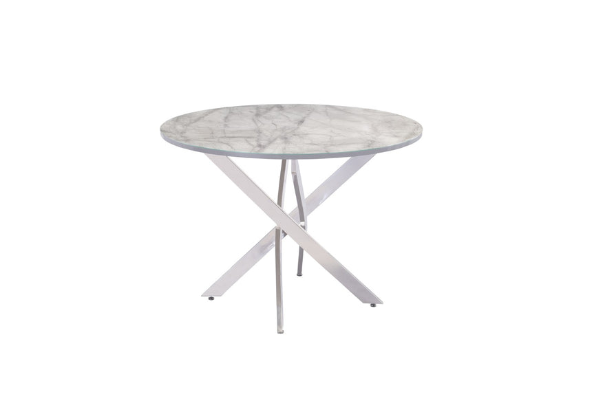 Alden 107cm Grey Marble Effect Round Dining Table