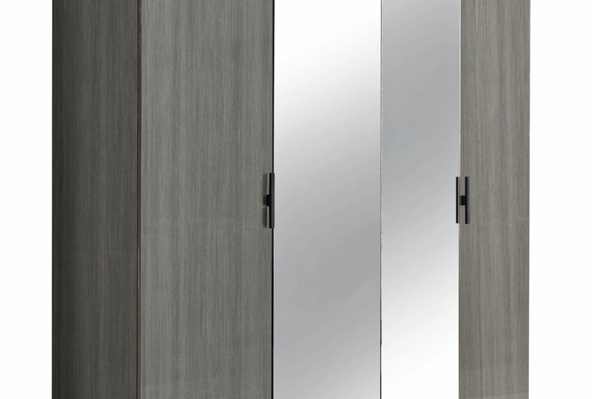 Alf Italia Novecento Silverwood/Mirror 4 Door Wardrobe