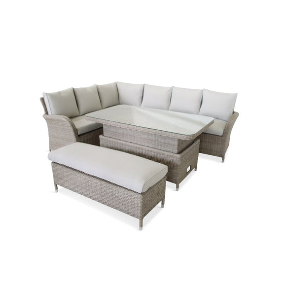Monaco Sand Weave Rect. Dining Modular Set With Adjustable Table