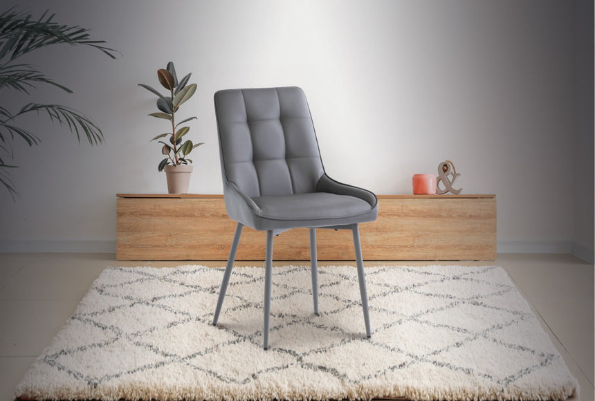 Selena Grey Faux Leather Dining Chair