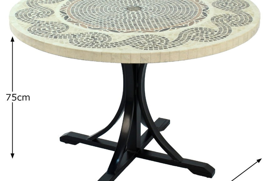 Avignon Marble 4 Seat Round Dining Set with Brown Stockholm Chairs