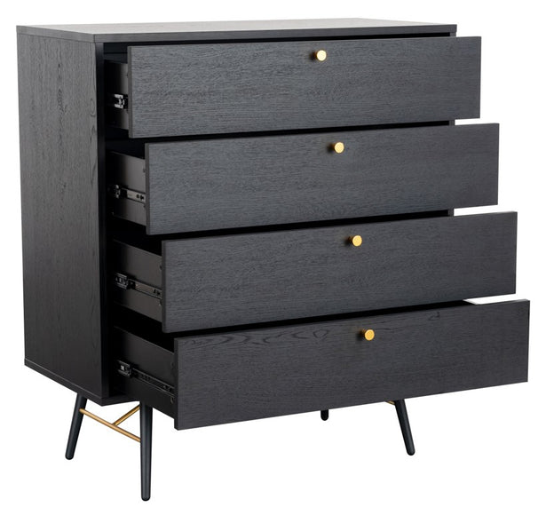 Barcelona Black and Copper 4 Drawer Wooden Chest