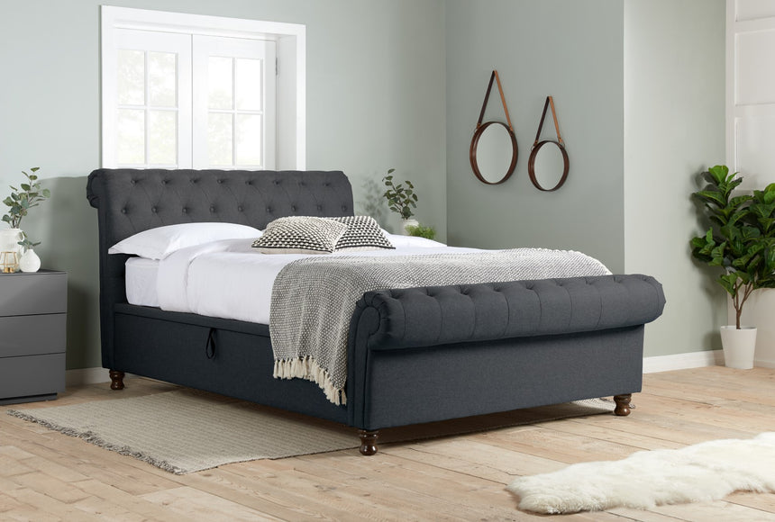 Birlea Castello 4ft6 Double Charcoal Fabric Side Ottoman Bed