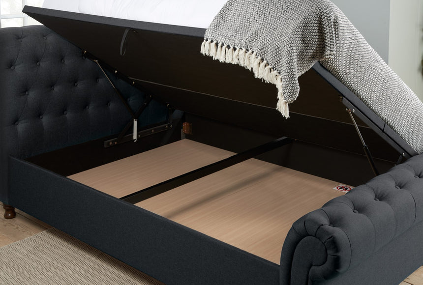 Birlea Castello 4ft6 Double Charcoal Fabric Side Ottoman Bed