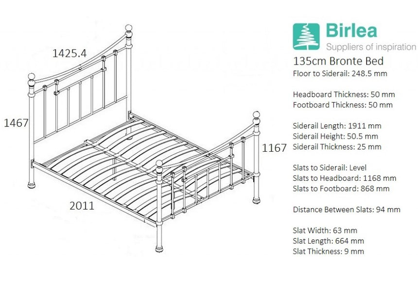 Birlea Bronte 4ft6 Double Black Metal Bed