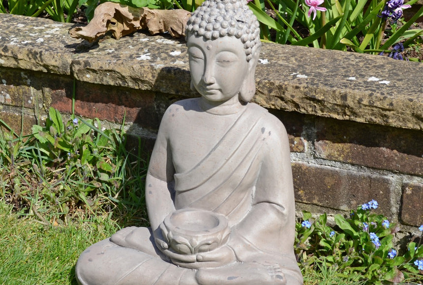 Buddha Sitting 42cm Weathered Stone Effect Statue