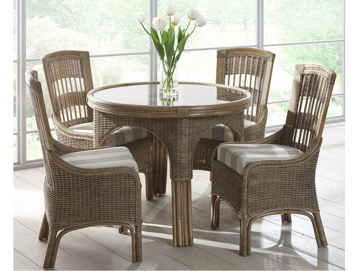 Cane Monza Round Dining Set with 4 Chairs