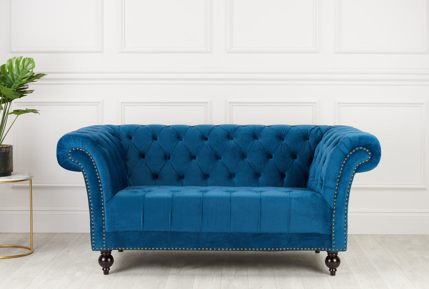 Chester Blue Fabric 2 Seater Sofa