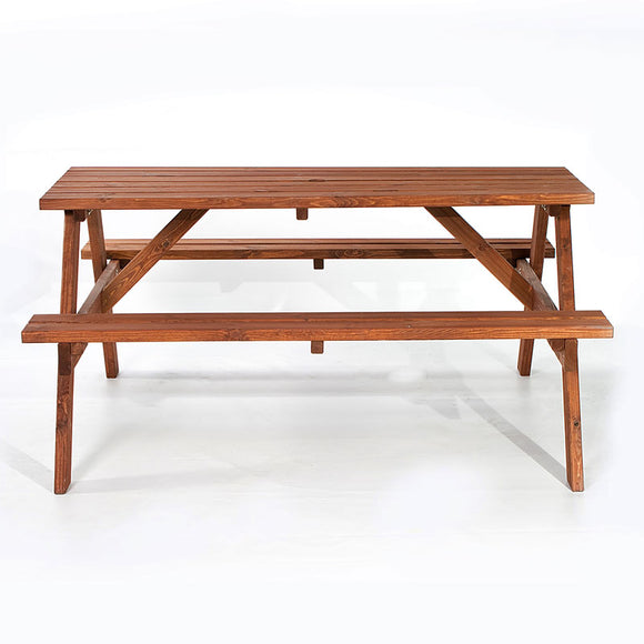 Chester Brown Wooden A Frame 6 Seat Picnic Table