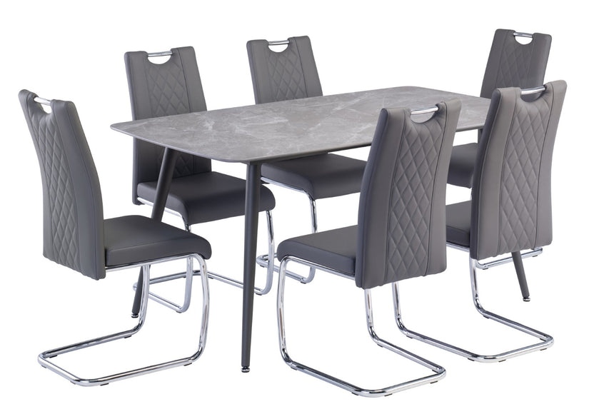Covello 160cm Grey Ceramic Rectangular Dining Table