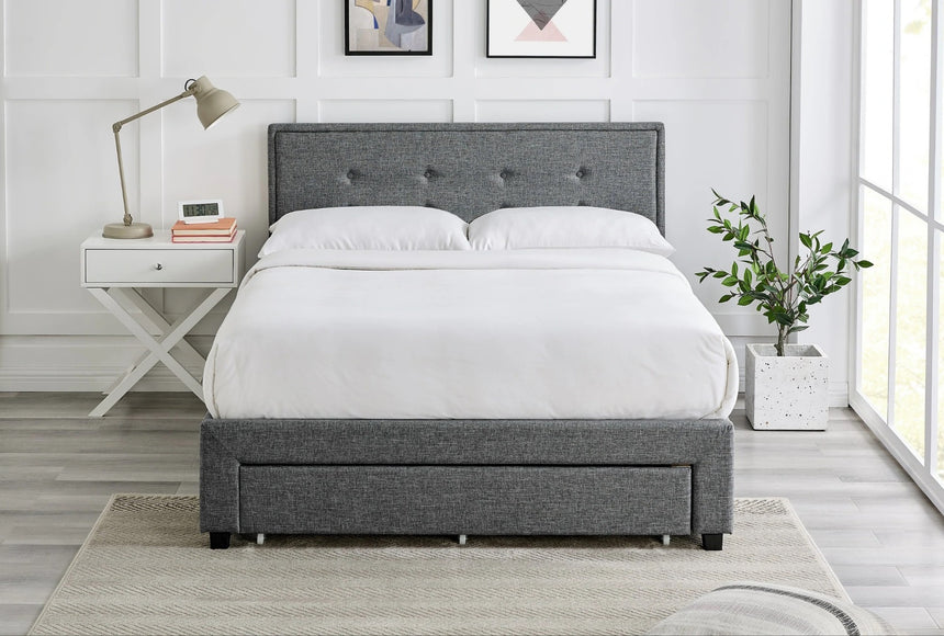 Limelight Florence 4ft6 Double Grey Fabric Drawer Bedstead