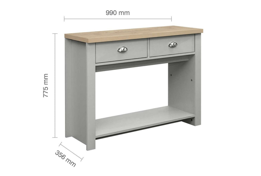 Highgate 2 Drawer Grey and Oak Console Table