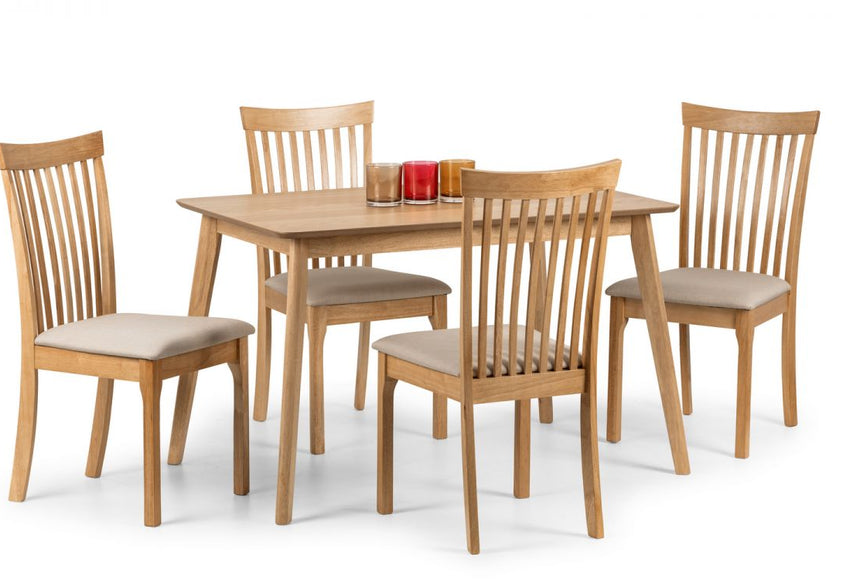 Julian Bowen Boden Light Oak 118cm Rect. Dining Set with 4 Ibsen Chairs