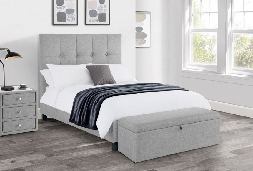 Sorrento Light Grey Linen 5ft Kingsize High Headboard Bed