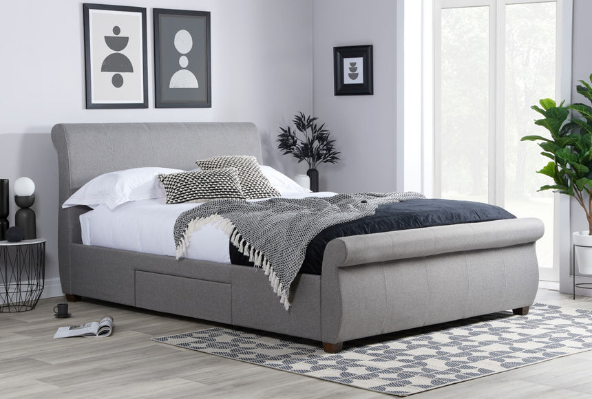 Lancaster Grey Fabric 5ft Kingsize Bed
