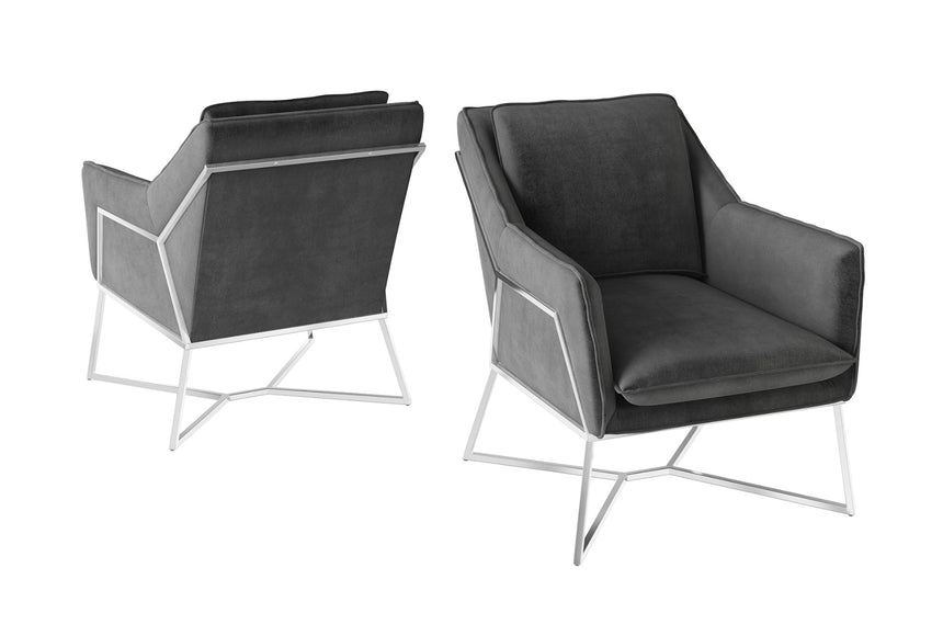 Fairmont Lara Dark Grey Velvet Lounge Chair