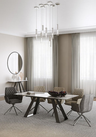 Lavante 160cm Ext. Grey Ceramic Dining Table + Zanetti Chairs