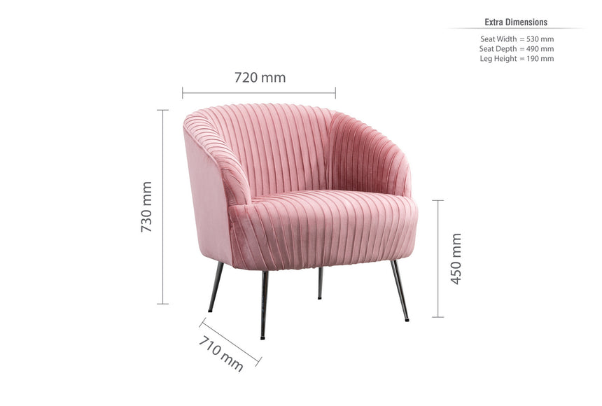 Layla Pink Fabric Armchair