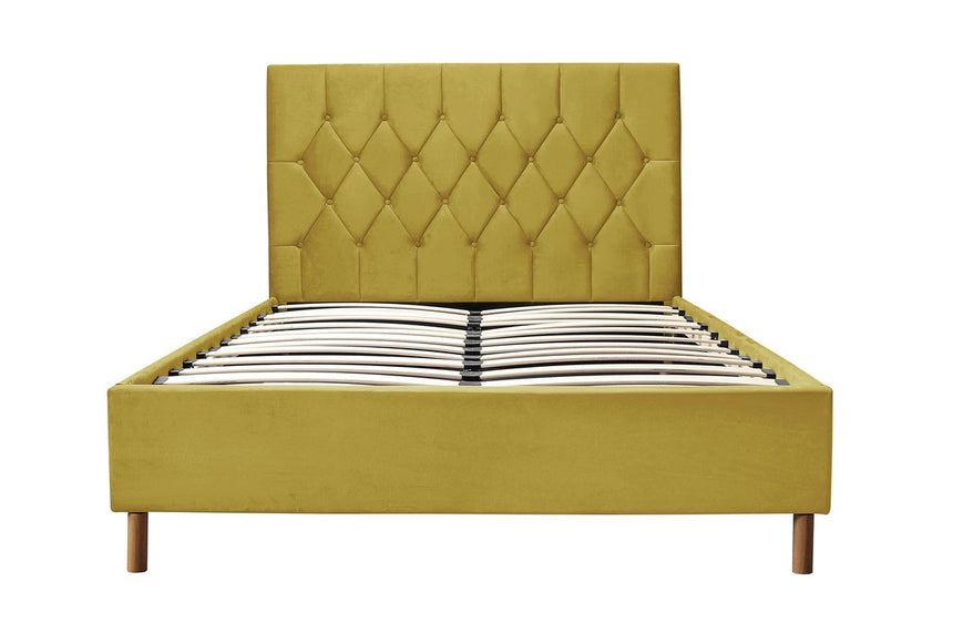 Loxley Mustard Fabric 4ft6 Double Ottoman Bed