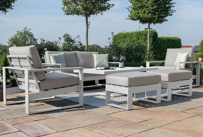 Maze Amalfi White Aluminium 2 Seat Sofa Set With Rising Table