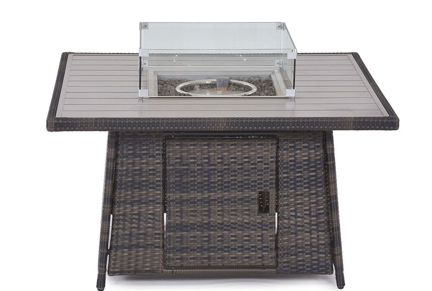 Maze Kingston Brown Rattan Deluxe Corner Dining Set With Firepit