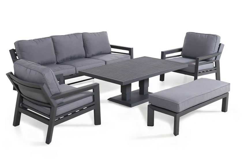 Maze New York Grey Aluminium 3 Seat Sofa Set with Rising Table