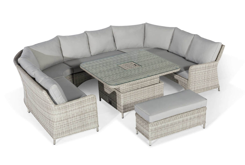 Maze Oxford Grey Rattan Royal U-Shaped Sofa Set with Rising Table