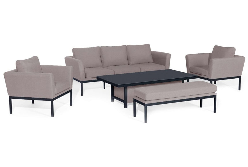 Maze Pulse Taupe Fabric 3 Seat Sofa Dining Set with Rising Table