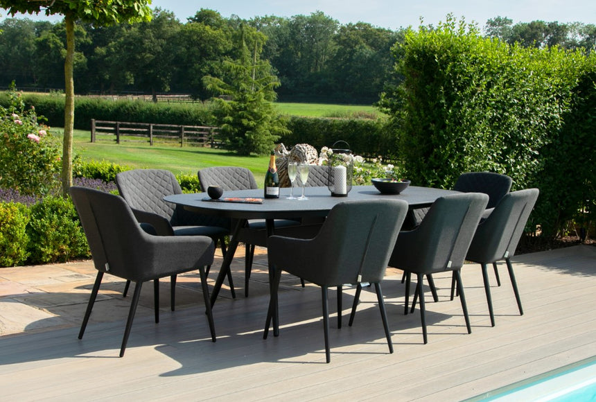 Maze Zest 8 Seat Oval Charcoal Fabric Dining Set