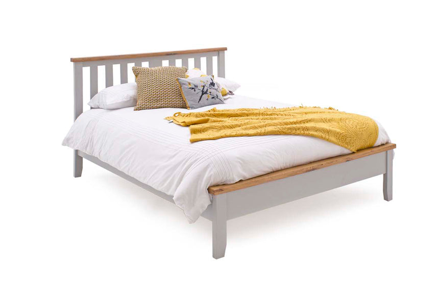 Ferndale Grey Painted with Oak Kingsize - 5ft Low Footboard Bed