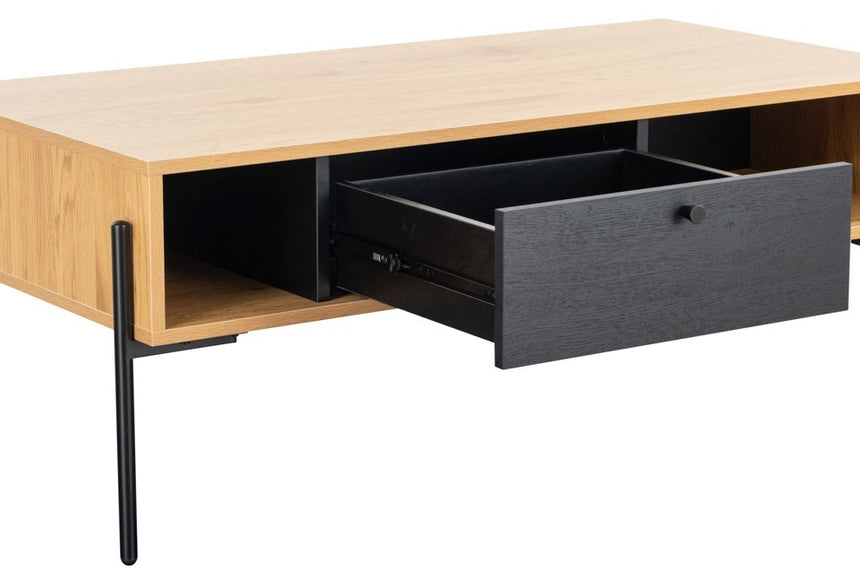 Madrid Oak and Black Wooden Coffee Table