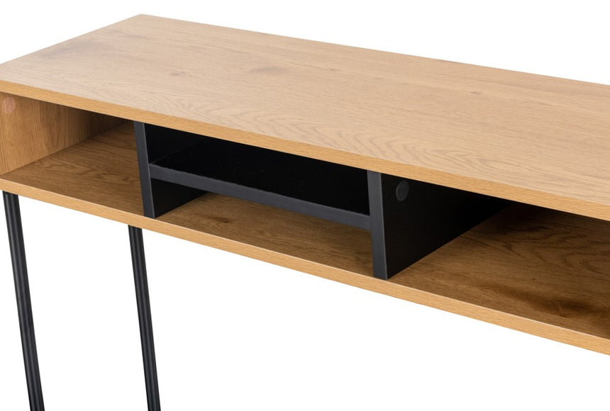Madrid Oak and Black Wooden Console Table