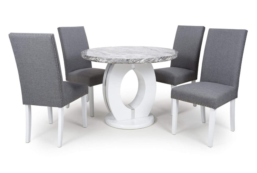 Neptune Grey Marble Effect Round Table With Randall Chairs