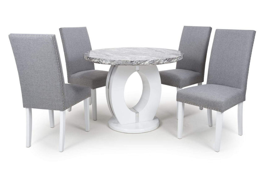Neptune Grey Marble Effect Round Table With Randall Chairs
