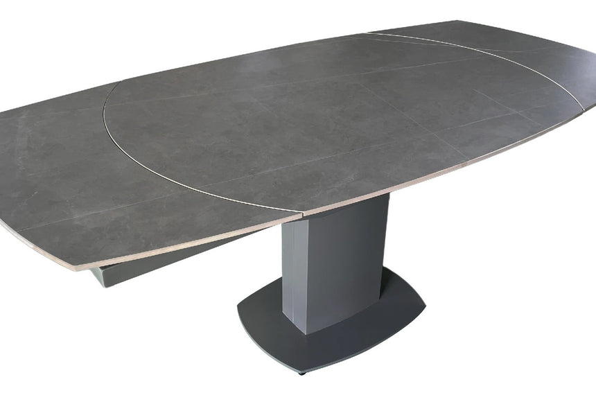 Olivia Grey Matte Ceramic Swivel 119cm Ext Dining Table