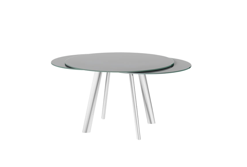 Fairmont Omega 102-166cm Ext Grey Glass Swivel Dining Table