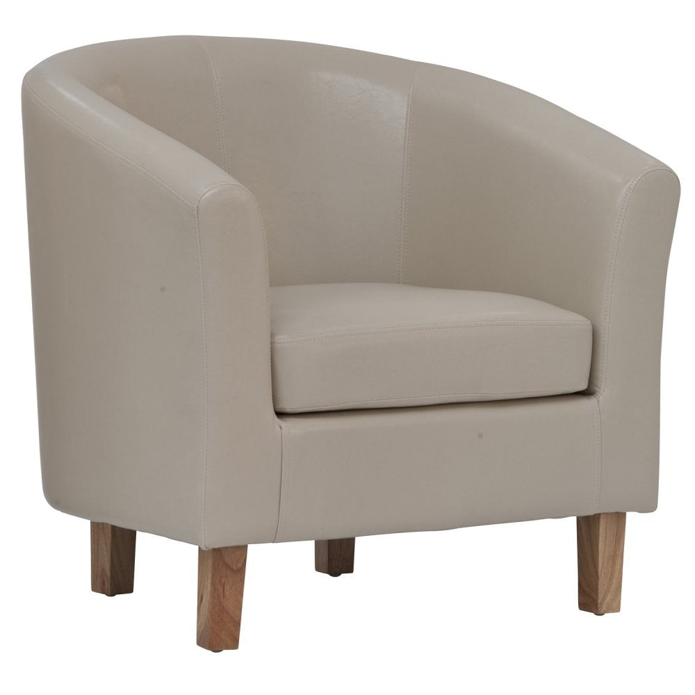 Oxford Ivory Faux Leather Tub Chair OXF08 – First Furniture