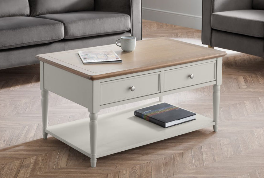 Provence Grey Oak 2 Drawer Coffee Table