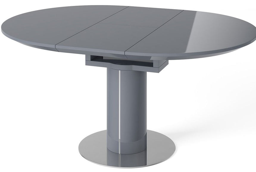 Romeo 120cm Round Ext. Grey Gloss Dining Table + Mia Chairs