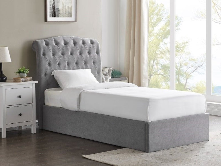 Limelight Rosa 4ft6 Double Light Grey Fabric Storage Bedstead