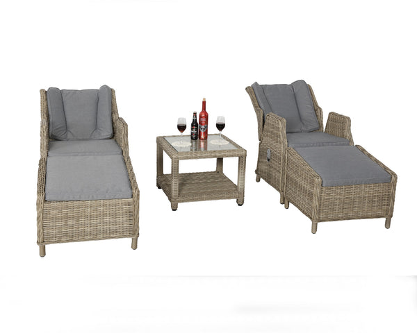 Royalcraft Wentworth 5pc Natural Rattan Deluxe Gas Reclining Chair Set
