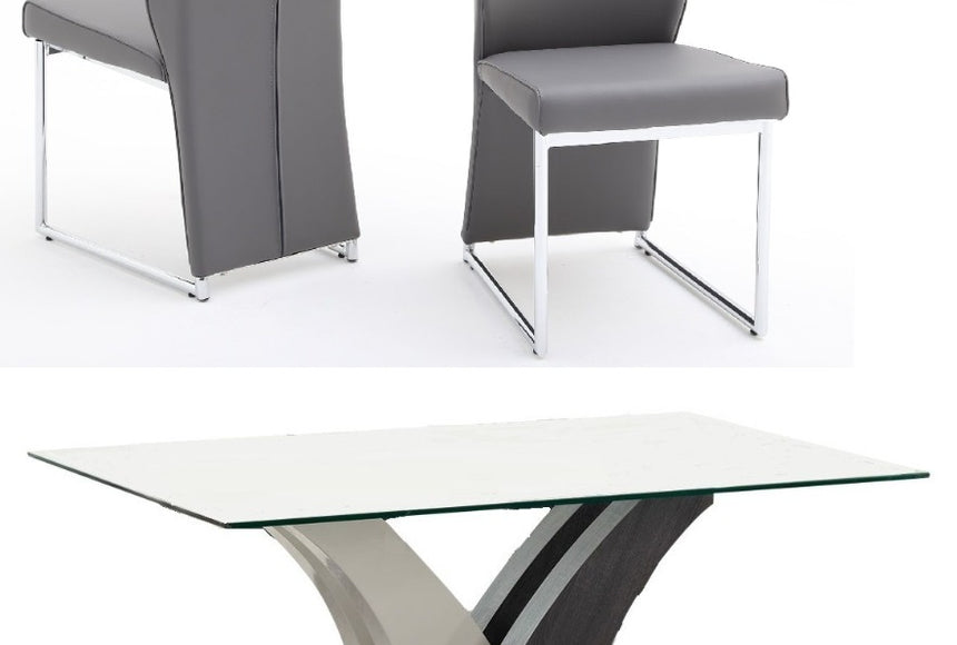 Salvador 160cm Rect. Glass Dining Table + Remo Chairs