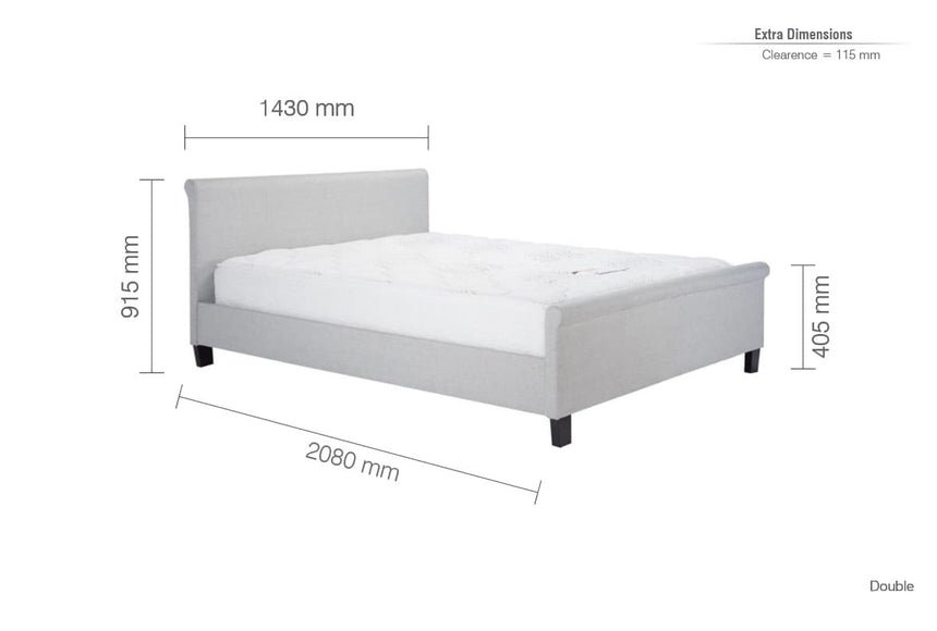 Stratus Grey Fabric 5ft Kingsize Bed