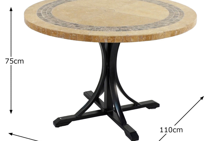 Vermont Marble 4 Seat Round Dining Set with 4 Ascot Chairs