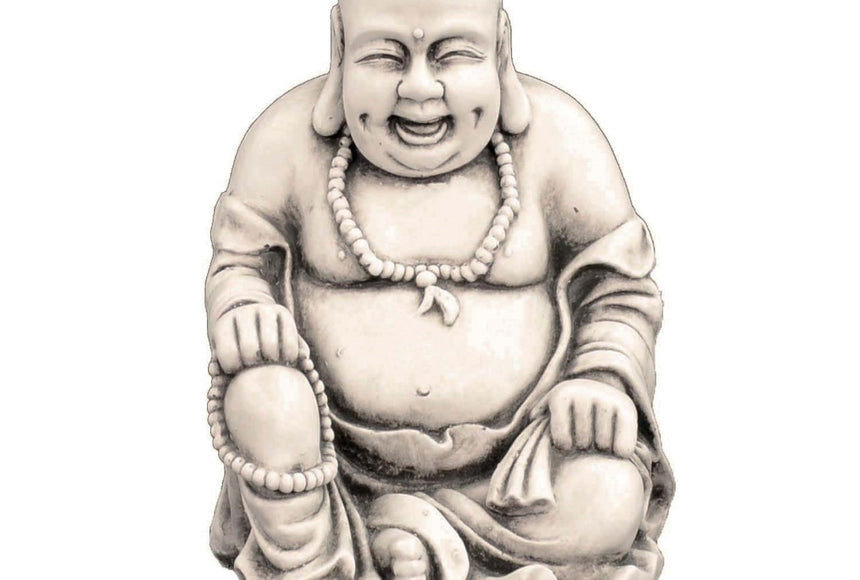 Buddhist Monk Sitting Antique Stone Effect
